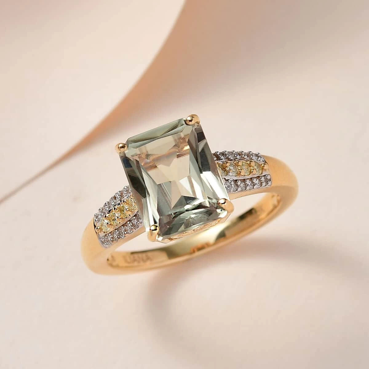 Iliana 18K Yellow Gold Radiant Cut AAA Turkizite, SI Natural Yellow And White Diamond Ring 4.15 Grams 4.10 Ctw 4 Iliana 18K Yellow Gold Radiant Cut AAA Turkizite, SI Natural Yellow And White Diamond Ring 4.15 Grams 4.10 Ctw - Image 2