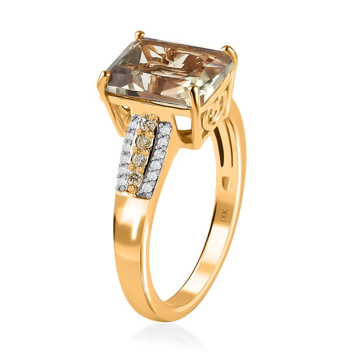 Iliana 18K Yellow Gold Radiant Cut AAA Turkizite, SI Natural Yellow And White Diamond Ring 4.15 Grams 4.10 Ctw 6 Iliana 18K Yellow Gold Radiant Cut AAA Turkizite, SI Natural Yellow And White Diamond Ring 4.15 Grams 4.10 Ctw - Image 4