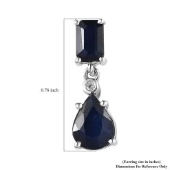 Madagascar Blue Sapphire (DF) And White Zircon Drop Earrings In Platinum Over Sterling Silver 3.90 Ctw -Jewelry store 7549557 4