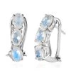 Premium Rainbow Moonstone Hoop Earrings In Platinum Over Sterling Silver 2.65 Ctw -Jewelry store 7550065