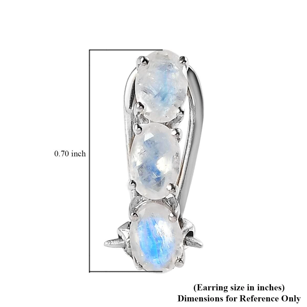 Premium Rainbow Moonstone Hoop Earrings In Platinum Over Sterling Silver 2.65 Ctw 5 Premium Rainbow Moonstone Hoop Earrings In Platinum Over Sterling Silver 2.65 Ctw - Image 3
