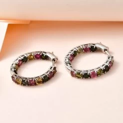 Multi-Tourmaline Inside Out Hoop Earrings In Platinum Over Sterling Silver 5.75 Ctw 8 Multi-Tourmaline Inside Out Hoop Earrings In Platinum Over Sterling Silver 5.75 Ctw -Jewelry store 7550973 1