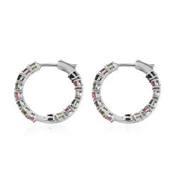 Multi-Tourmaline Inside Out Hoop Earrings In Platinum Over Sterling Silver 5.75 Ctw 10 Multi-Tourmaline Inside Out Hoop Earrings In Platinum Over Sterling Silver 5.75 Ctw -Jewelry store 7550973 3