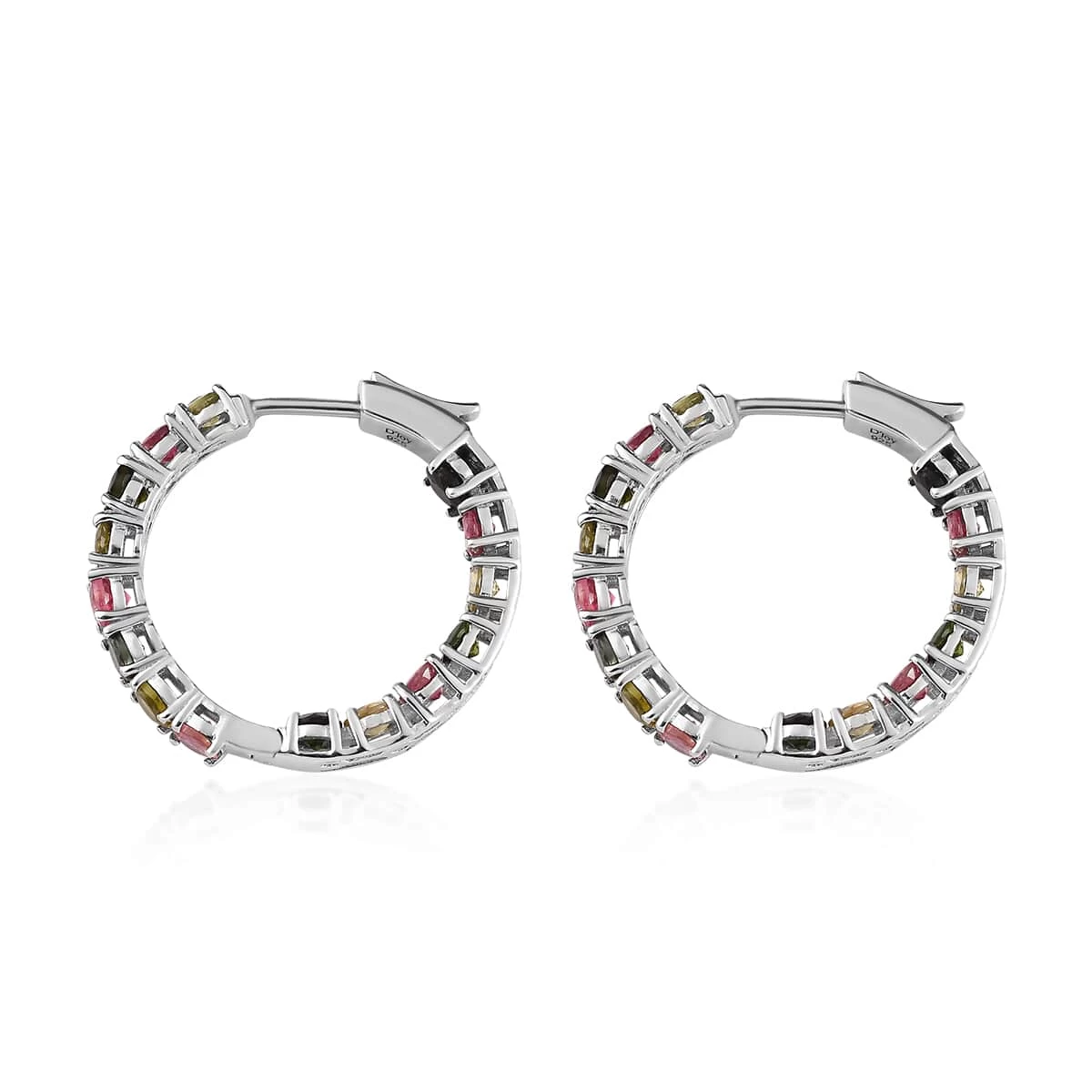 Multi-Tourmaline Inside Out Hoop Earrings In Platinum Over Sterling Silver 5.75 Ctw 6 Multi-Tourmaline Inside Out Hoop Earrings In Platinum Over Sterling Silver 5.75 Ctw - Image 4