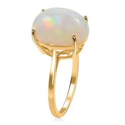 Luxoro 10K Yellow Gold AAA Ethiopian Welo Opal Solitaire Ring 6.85 Ctw -Jewelry store 7551571 3