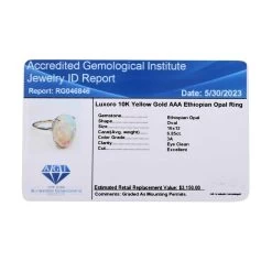 Luxoro 10K Yellow Gold AAA Ethiopian Welo Opal Solitaire Ring 6.85 Ctw -Jewelry store 7551571 6