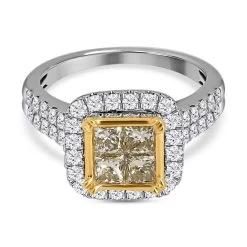 18K Yellow And White Gold Natural Yellow & White Diamond VS-I2 Ring 5.65 Grams 2.25 Ctw
