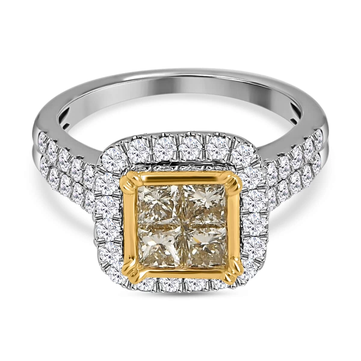 18K Yellow And White Gold Natural Yellow & White Diamond VS-I2 Ring 5.65 Grams 2.25 Ctw 3 18K Yellow And White Gold Natural Yellow & White Diamond VS-I2 Ring 5.65 Grams 2.25 Ctw