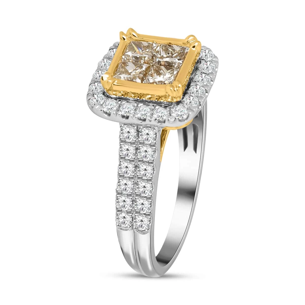 18K Yellow And White Gold Natural Yellow & White Diamond VS-I2 Ring 5.65 Grams 2.25 Ctw 6 18K Yellow And White Gold Natural Yellow & White Diamond VS-I2 Ring 5.65 Grams 2.25 Ctw - Image 4