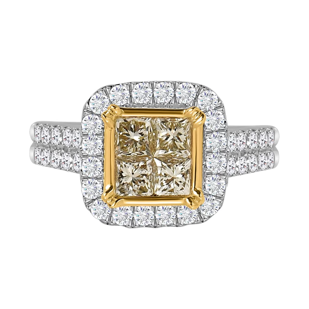 18K Yellow And White Gold Natural Yellow & White Diamond VS-I2 Ring 5.65 Grams 2.25 Ctw 7 18K Yellow And White Gold Natural Yellow & White Diamond VS-I2 Ring 5.65 Grams 2.25 Ctw - Image 5