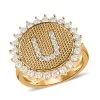 Moissanite Initial U Ring In Vermeil YG Over Sterling Silver 0.70 Ctw 2 Moissanite Initial U Ring In Vermeil YG Over Sterling Silver 0.70 Ctw -Jewelry store 7552088