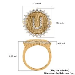 Moissanite Initial U Ring In Vermeil YG Over Sterling Silver 0.70 Ctw 13 Moissanite Initial U Ring In Vermeil YG Over Sterling Silver 0.70 Ctw -Jewelry store 7552088 5