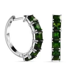 Chrome Diopside Hoop Earrings In Platinum Over Sterling Silver 4.50 Ctw