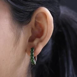 Chrome Diopside Hoop Earrings In Platinum Over Sterling Silver 4.50 Ctw -Jewelry store 7552412 2
