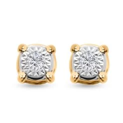 10K Yellow Gold Diamond Stud Earrings 0.15 Ctw