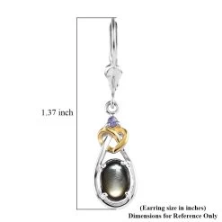 Bankacha Natural Black Star Sapphire And Tanzanite Dangling Earrings In Vermeil Yellow Gold And Platinum Over Sterling Silver 2.60 Ctw 11 Bankacha Natural Black Star Sapphire And Tanzanite Dangling Earrings In Vermeil Yellow Gold And Platinum Over Sterling Silver 2.60 Ctw -Jewelry store 7553156 4