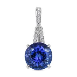 TLV Rhapsody 950 Platinum AAAA Tanzanite, Diamond (E-F, VS) Pendant 3.00 Ctw