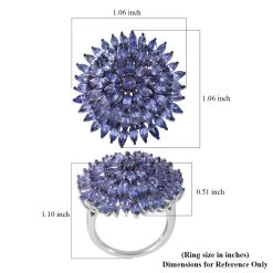 Tanzanite Floral Ring In Platinum Over Sterling Silver (Del. In 7-10 Days) 6.00 Ctw -Jewelry store 7553508 4