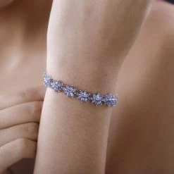 Tanzanite Floral Link Bracelet In Platinum Over Sterling Silver (8.00 In) 12.00 Ctw 9 Tanzanite Floral Link Bracelet In Platinum Over Sterling Silver (8.00 In) 12.00 Ctw -Jewelry store 7553795 2