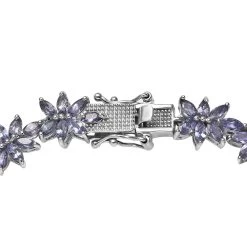Tanzanite Floral Link Bracelet In Platinum Over Sterling Silver (8.00 In) 12.00 Ctw 10 Tanzanite Floral Link Bracelet In Platinum Over Sterling Silver (8.00 In) 12.00 Ctw -Jewelry store 7553795 3