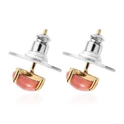 Oregon Sunrise Peach Opal Solitaire Stud Earrings In Vermeil Yellow Gold Over Sterling Silver 1.15 Ctw -Jewelry store 7553982 3