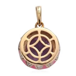 Doorbuster Amethyst And Moissanite Pink Enameled Pendant In Vermeil Yellow Gold Over Sterling Silver 3.60 Ctw 12 Doorbuster Amethyst And Moissanite Pink Enameled Pendant In Vermeil Yellow Gold Over Sterling Silver 3.60 Ctw -Jewelry store 7554315 4