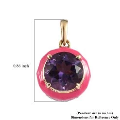 Doorbuster Amethyst And Moissanite Pink Enameled Pendant In Vermeil Yellow Gold Over Sterling Silver 3.60 Ctw 13 Doorbuster Amethyst And Moissanite Pink Enameled Pendant In Vermeil Yellow Gold Over Sterling Silver 3.60 Ctw -Jewelry store 7554315 5
