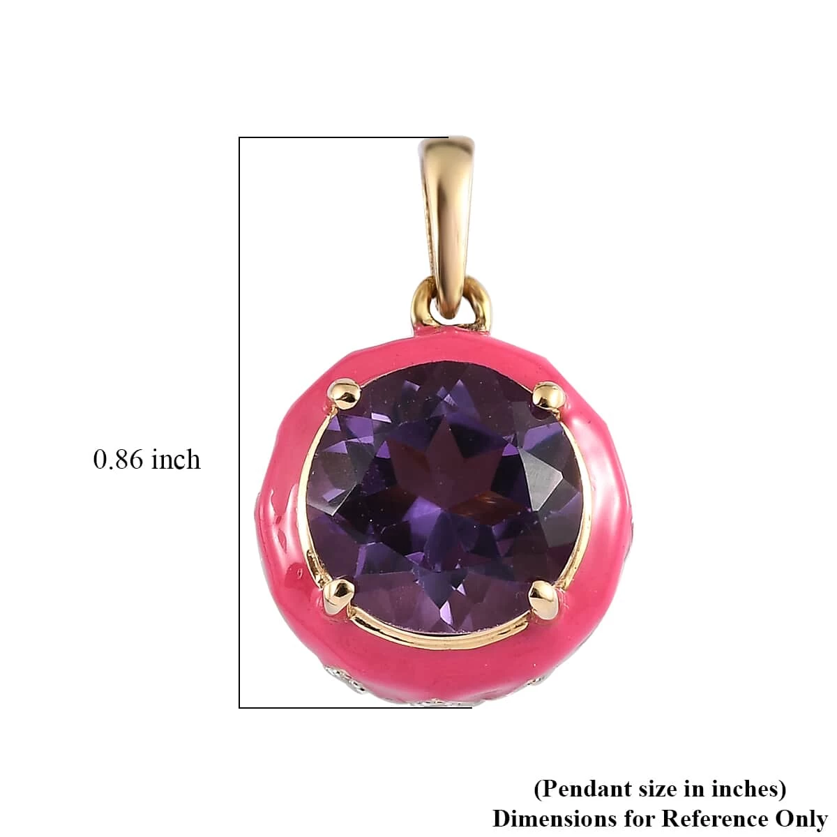 Doorbuster Amethyst And Moissanite Pink Enameled Pendant In Vermeil Yellow Gold Over Sterling Silver 3.60 Ctw 8 Doorbuster Amethyst And Moissanite Pink Enameled Pendant In Vermeil Yellow Gold Over Sterling Silver 3.60 Ctw - Image 6