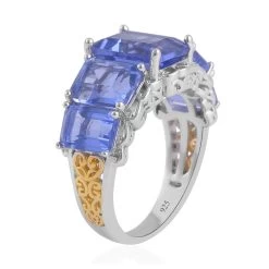 Color Change Fluorite (IR) 5 Stone Ring In Vermeil Yellow Gold And Platinum Over Sterling Silver 10.25 Ctw -Jewelry store 7554721 3