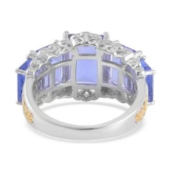 Color Change Fluorite (IR) 5 Stone Ring In Vermeil Yellow Gold And Platinum Over Sterling Silver 10.25 Ctw -Jewelry store 7554721 4
