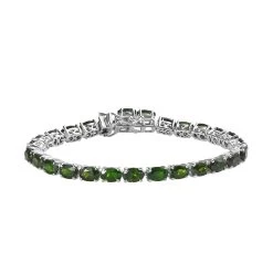 Chrome Diopside Tennis Bracelet In Platinum Over Sterling Silver (6.50 In) 11.10 Ctw