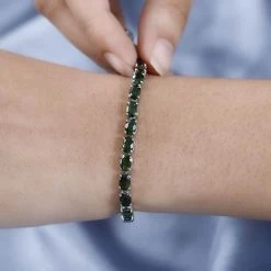 Chrome Diopside Tennis Bracelet In Platinum Over Sterling Silver (6.50 In) 11.10 Ctw -Jewelry store 7554925 2