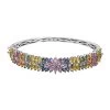 Multi Sapphire Floral Spray Bangle Bracelet In Platinum Over Sterling Silver (7.25 In) 14.15 Ctw 2 Multi Sapphire Floral Spray Bangle Bracelet In Platinum Over Sterling Silver (7.25 In) 14.15 Ctw -Jewelry store 7555276