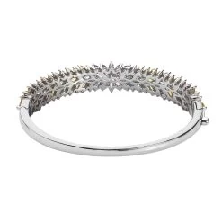 Multi Sapphire Floral Spray Bangle Bracelet In Platinum Over Sterling Silver (7.25 In) 14.15 Ctw -Jewelry store 7555276 4
