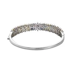 Multi Sapphire Floral Spray Bangle Bracelet In Platinum Over Sterling Silver (8.00 In) 14.15 Ctw -Jewelry store 7555319 4
