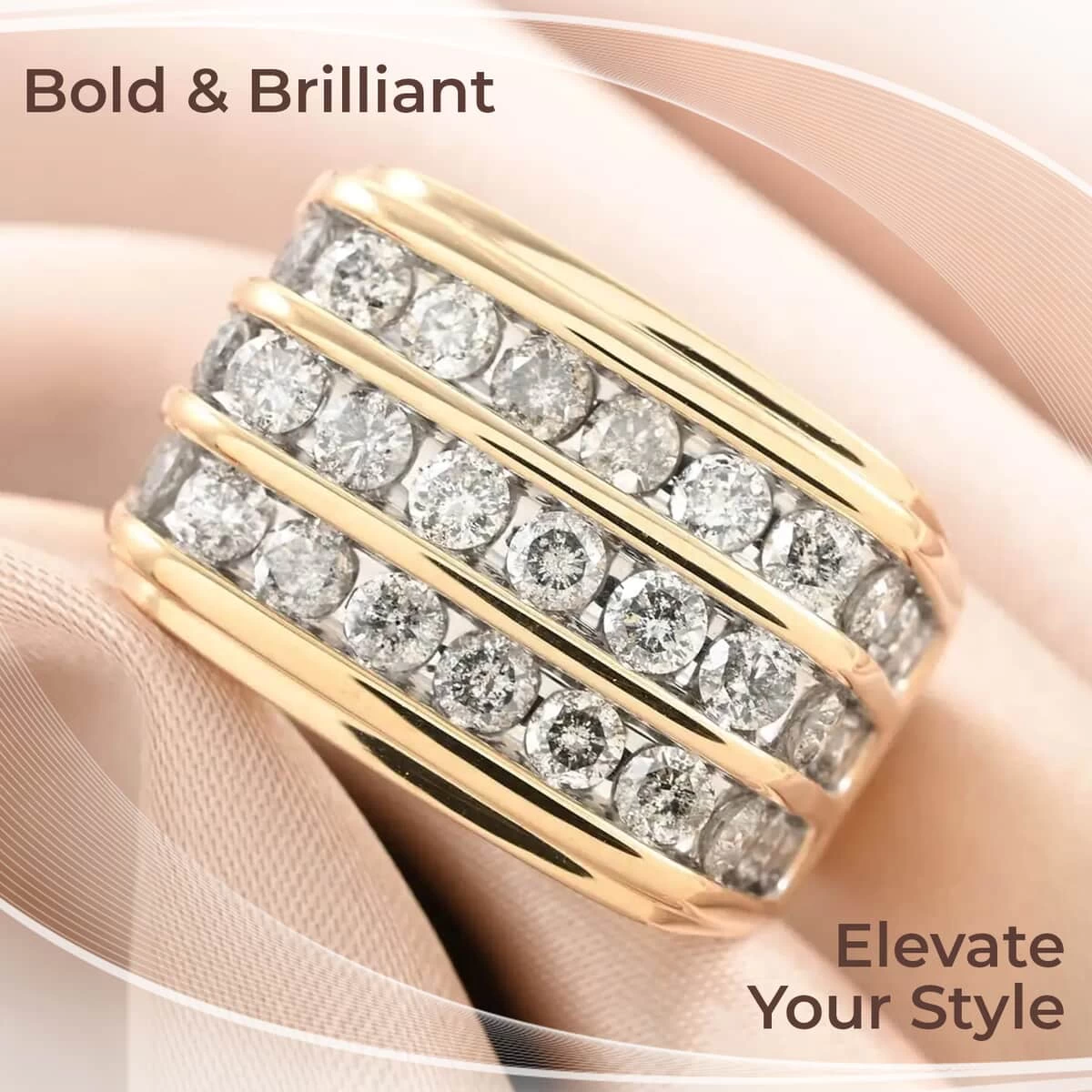 Diamond Mens Ring,10K Yellow Gold Ring, Gold Mens Ring, Gold Ring For Him, Deco Mens Ring 8.50 Grams 3.00 Ctw 4 Diamond Mens Ring,10K Yellow Gold Ring, Gold Mens Ring, Gold Ring For Him, Deco Mens Ring 8.50 Grams 3.00 Ctw - Image 2