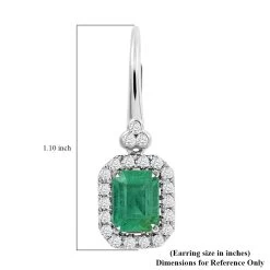 14K White Gold Emerald And G-H I2 Diamond Lever Back Earrings 2.10 Ctw -Jewelry store 7555945 5
