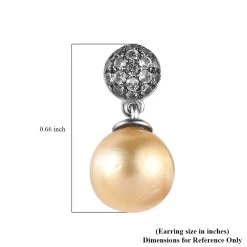 South Sea Golden Pearl And Brown Zircon Drop Earrings In Platinum Over Sterling Silver 0.50 Ctw -Jewelry store 7556106 4
