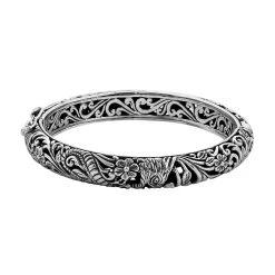 Bali Legacy Sterling Silver Dragon Bangle Bracelet (7.25 In) 47.20 Grams
