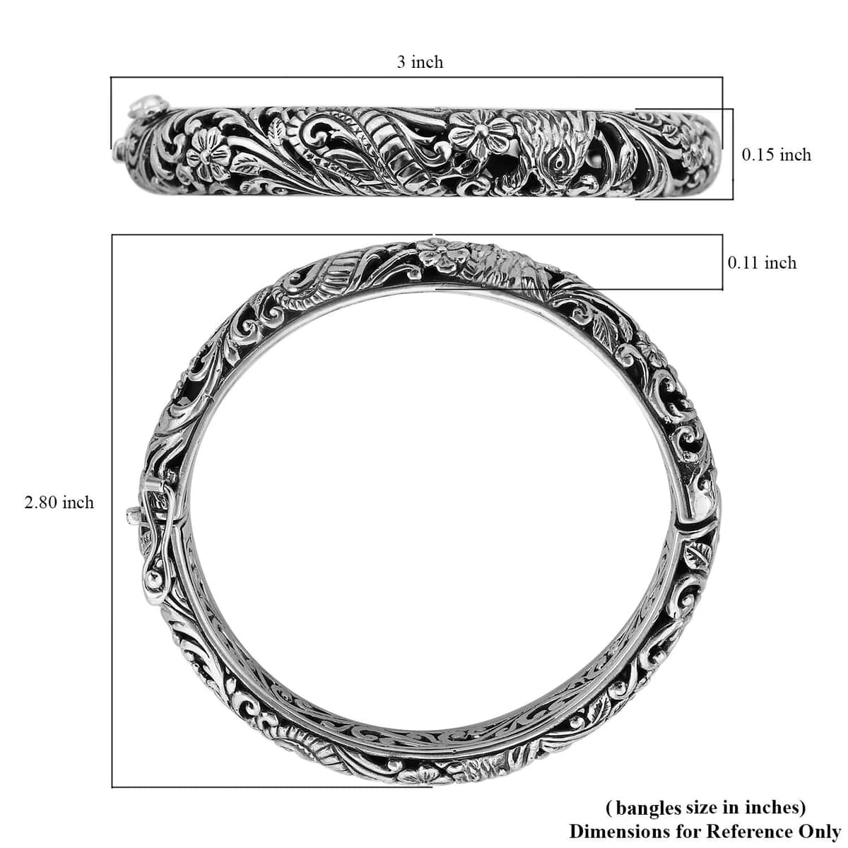 Bali Legacy Sterling Silver Dragon Bangle Bracelet (7.25 In) 47.20 Grams 8 Bali Legacy Sterling Silver Dragon Bangle Bracelet (7.25 In) 47.20 Grams - Image 6