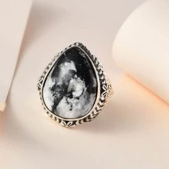 Artisan Crafted White Buffalo Solitaire Ring In Sterling Silver 15.25 Ctw -Jewelry store 7556297 1