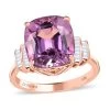 Luxoro 10K Rose Gold AAA Patroke Kunzite, Diamond (0.20 Cts) Ring 6.75 Ctw -Jewelry store 7557015