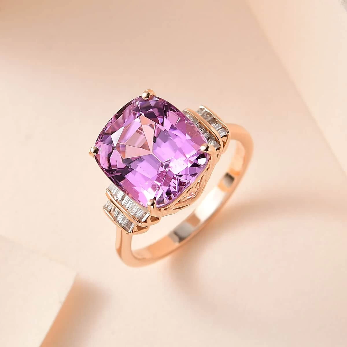 Luxoro 10K Rose Gold AAA Patroke Kunzite, Diamond (0.20 Cts) Ring 6.75 Ctw 4 Luxoro 10K Rose Gold AAA Patroke Kunzite, Diamond (0.20 Cts) Ring 6.75 Ctw - Image 2