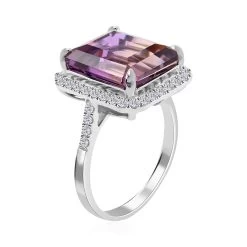 Anahi Ametrine And Moissanite Ring In Rhodium Over Sterling Silver 13.30 Ctw -Jewelry store 7557177 3