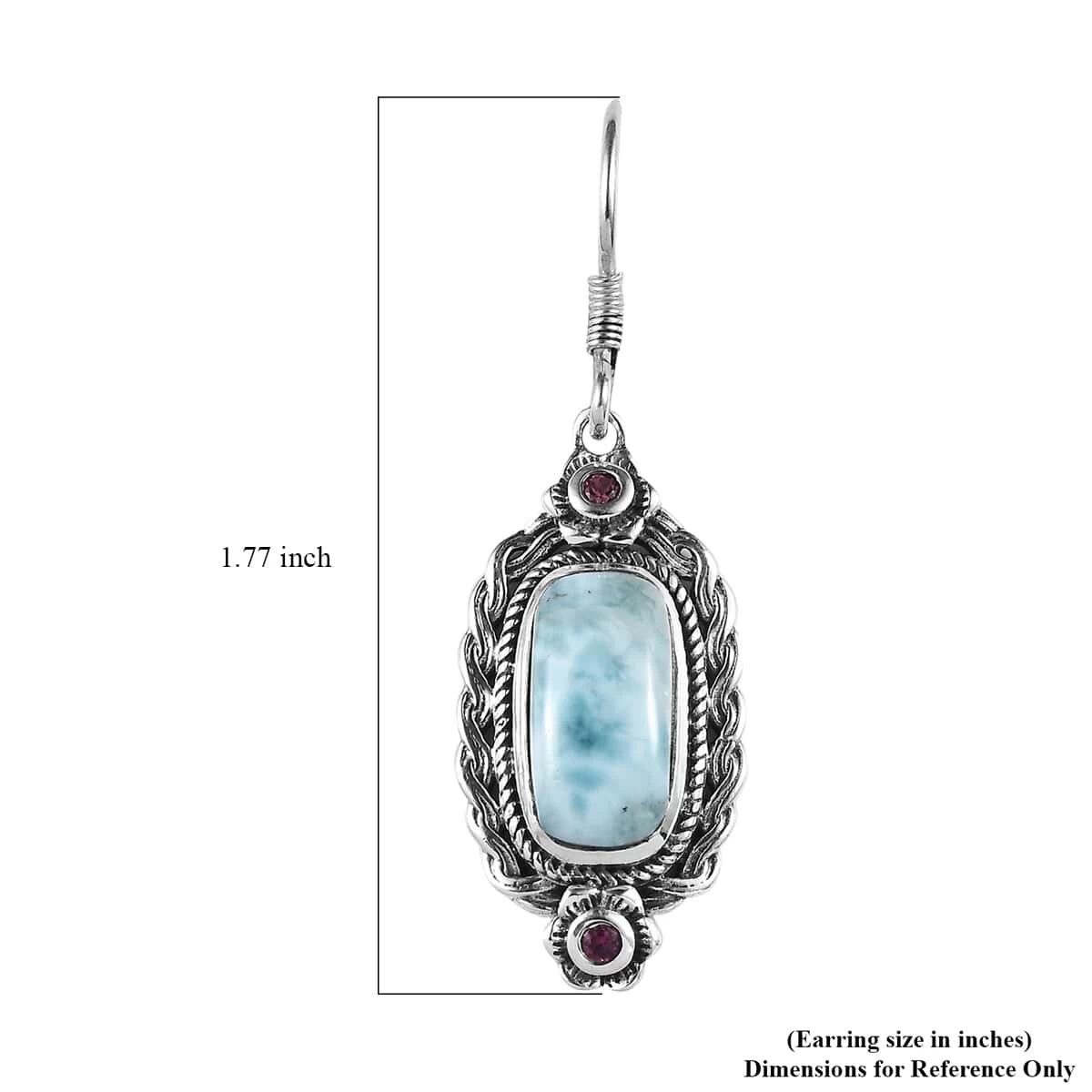 Artisan Crafted Larimar And Orissa Rhodolite Garnet Lever Back Earrings In Sterling Silver 8.60 Ctw 7 Artisan Crafted Larimar And Orissa Rhodolite Garnet Lever Back Earrings In Sterling Silver 8.60 Ctw - Image 5