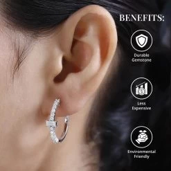 Moissanite Hoop Earrings In Platinum Over Sterling Silver 1.00 Ctw -Jewelry store 7557696 3