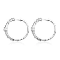 Moissanite Hoop Earrings In Platinum Over Sterling Silver 1.00 Ctw -Jewelry store 7557696 4
