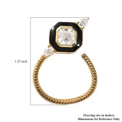 Asscher Cut Moissanite Eternal Love Black Enameled Snake Earrings In Sterling Silver 2.85 Ctw -Jewelry store 7557992 4