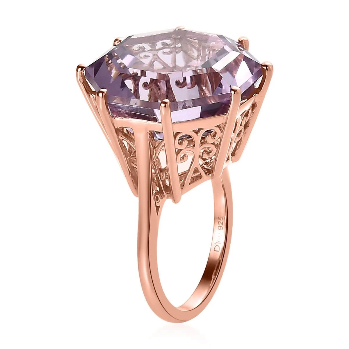 AAA Rose De France Amethyst Solitaire Ring In Vermeil Rose Gold Over Sterling Silver 22.10 Ctw 6 AAA Rose De France Amethyst Solitaire Ring In Vermeil Rose Gold Over Sterling Silver 22.10 Ctw - Image 4