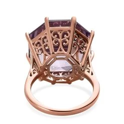 AAA Rose De France Amethyst Solitaire Ring In Vermeil Rose Gold Over Sterling Silver 22.10 Ctw 12 AAA Rose De France Amethyst Solitaire Ring In Vermeil Rose Gold Over Sterling Silver 22.10 Ctw -Jewelry store 7558144 4